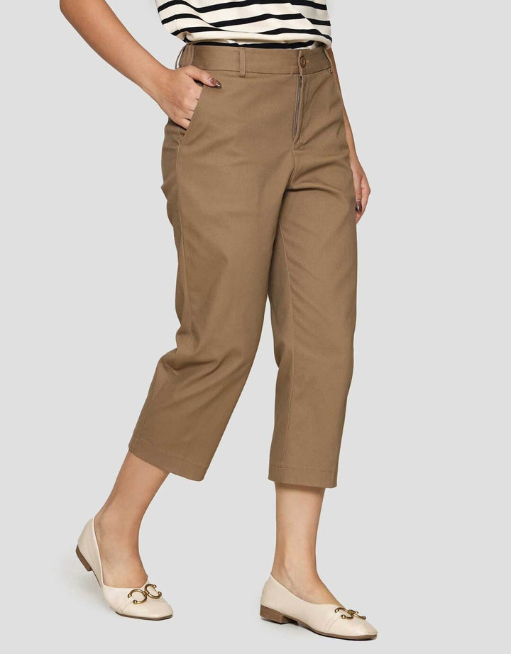Connexion Crop Cotton Stretch Elastic Waist Celana Panjang Wanita
