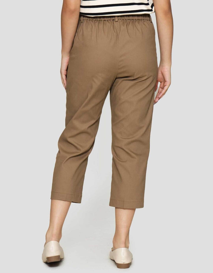 Connexion Crop Cotton Stretch Elastic Waist Celana Panjang Wanita