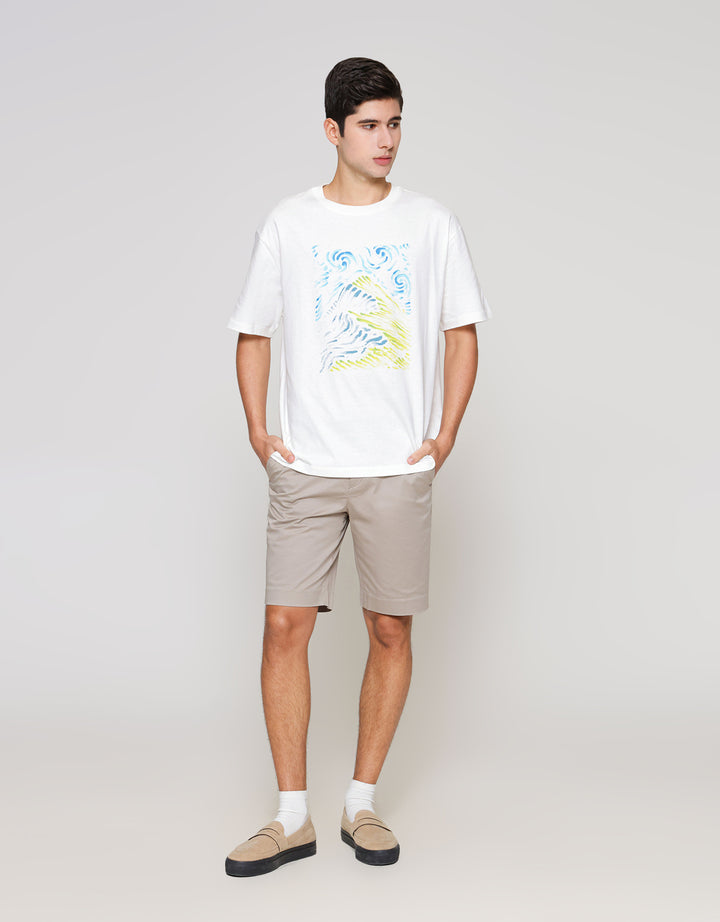 ZES Print Abstrak Kaos Pria TST206