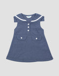 Little M Textured Knit Salur Sailor Midi Dress Anak Perempuan