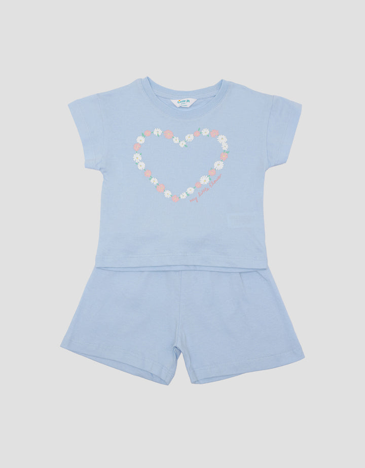 Little M  Print Flowers Pakaian Setelan Anak Perempuan