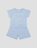 Little M  Print Flowers Pakaian Setelan Anak Perempuan