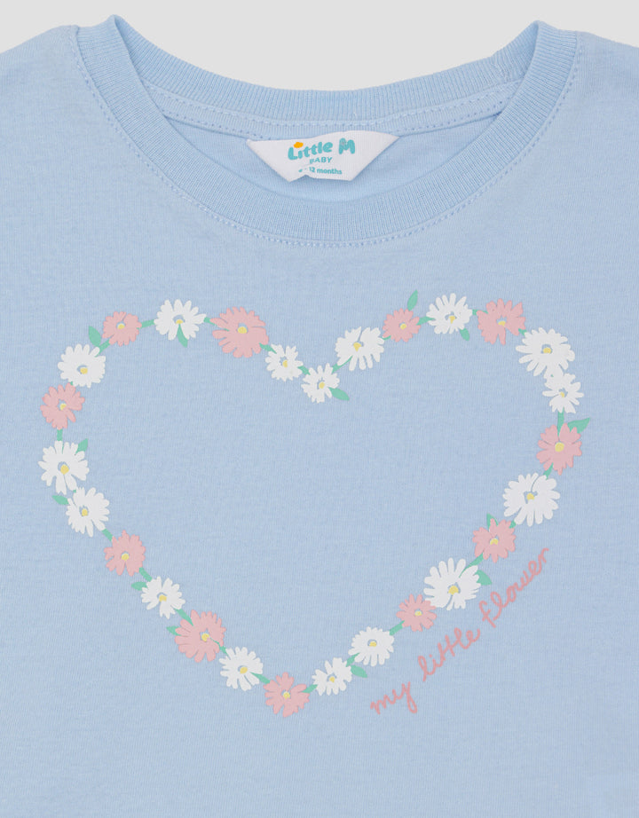Little M  Print Flowers Pakaian Setelan Anak Perempuan