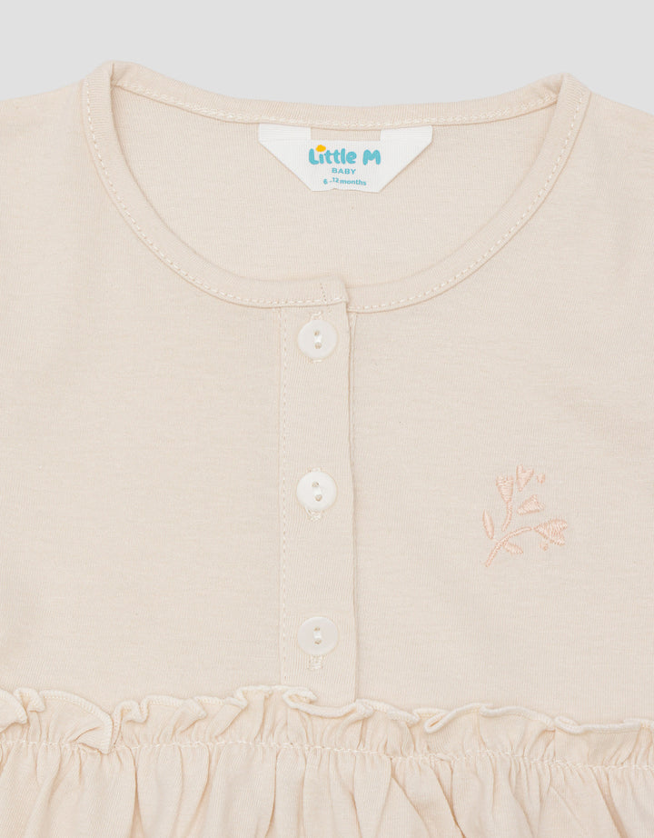Little M Jersey Embro Bunga Midi Dress Bayi Perempuan