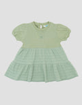 Little M Textured Salur Bawah Embro Dress Bayi