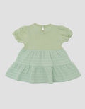 Little M Textured Salur Bawah Embro Dress Bayi
