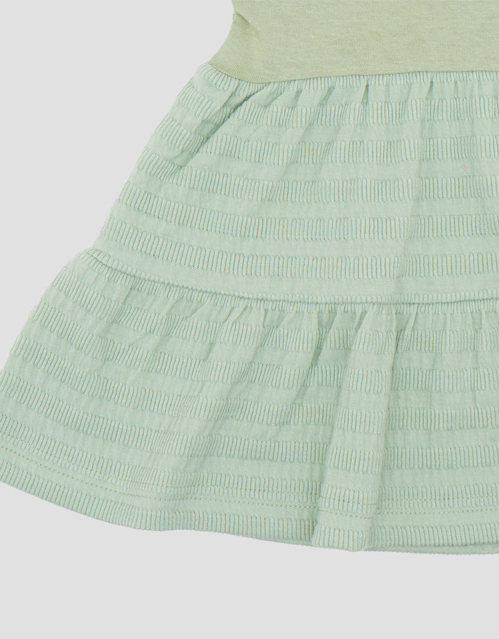 Little M Textured Salur Bawah Embro Dress Bayi
