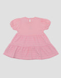 Little M Textured Salur Bawah Embro Dress Bayi