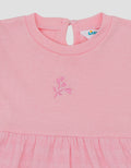 Little M Textured Salur Bawah Embro Dress Bayi