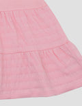 Little M Textured Salur Bawah Embro Dress Bayi