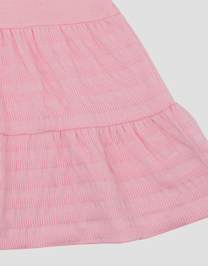 Little M Textured Salur Bawah Embro Dress Bayi