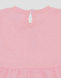 Little M Textured Salur Bawah Embro Dress Bayi