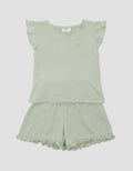 Little M Print Ruffles Embro Pita Pakaian Setelan Anak Perempuan
