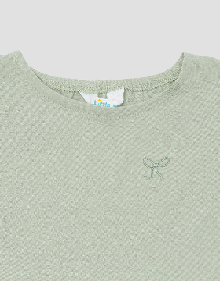 Little M Print Ruffles Embro Pita Pakaian Setelan Anak Perempuan