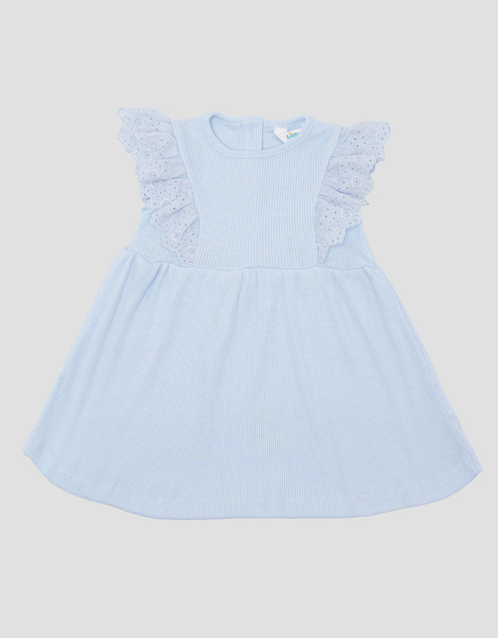 Little M Textured Rib Kecil With Lace Midi Dress Anak Perempuan
