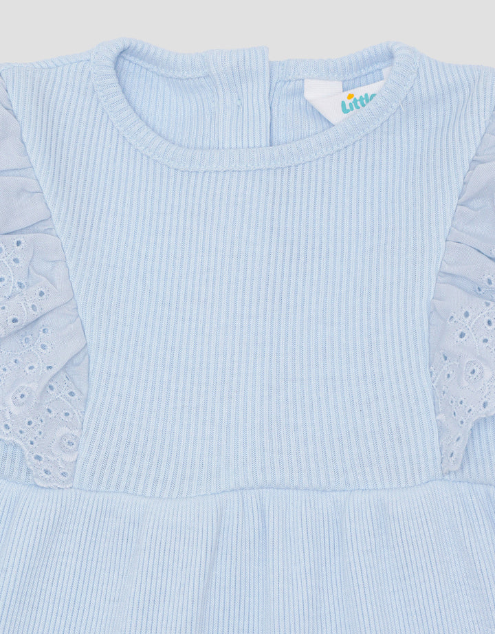 Little M Textured Rib Kecil With Lace Midi Dress Anak Perempuan