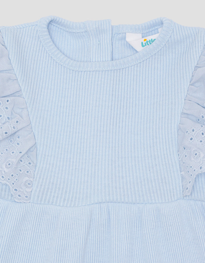 Little M Textured Rib Kecil With Lace Midi Dress Anak Perempuan