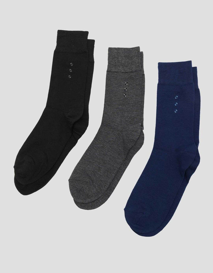 Cole 3Pk Quarter Casual Print Geo Kaos Kaki Pria
