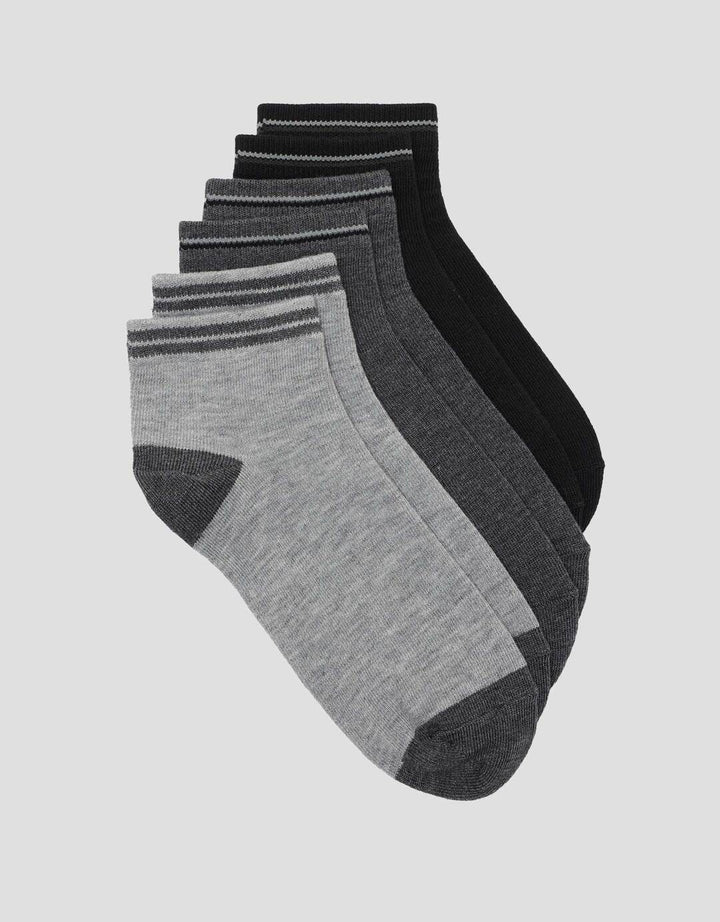 Cole 3Pk Ankle Casual Stripe Line At Elastic Kaos Kaki Pria