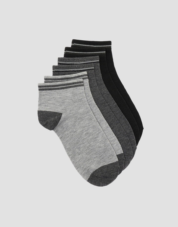 Cole 3Pk Ankle Casual Stripe Line At Elastic Kaos Kaki Pria