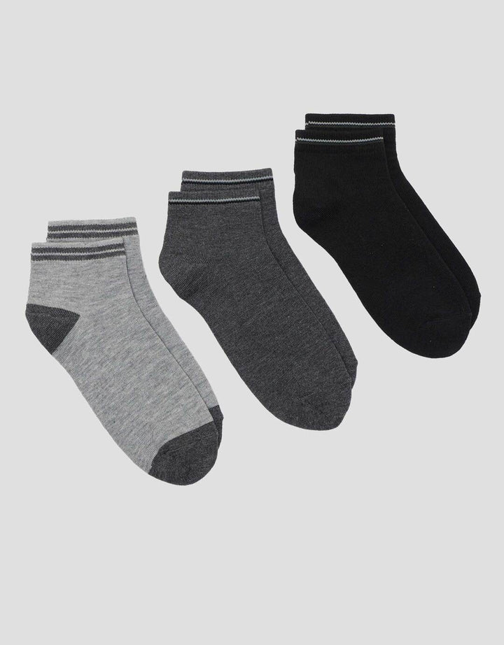 Cole 3Pk Ankle Casual Stripe Line At Elastic Kaos Kaki Pria