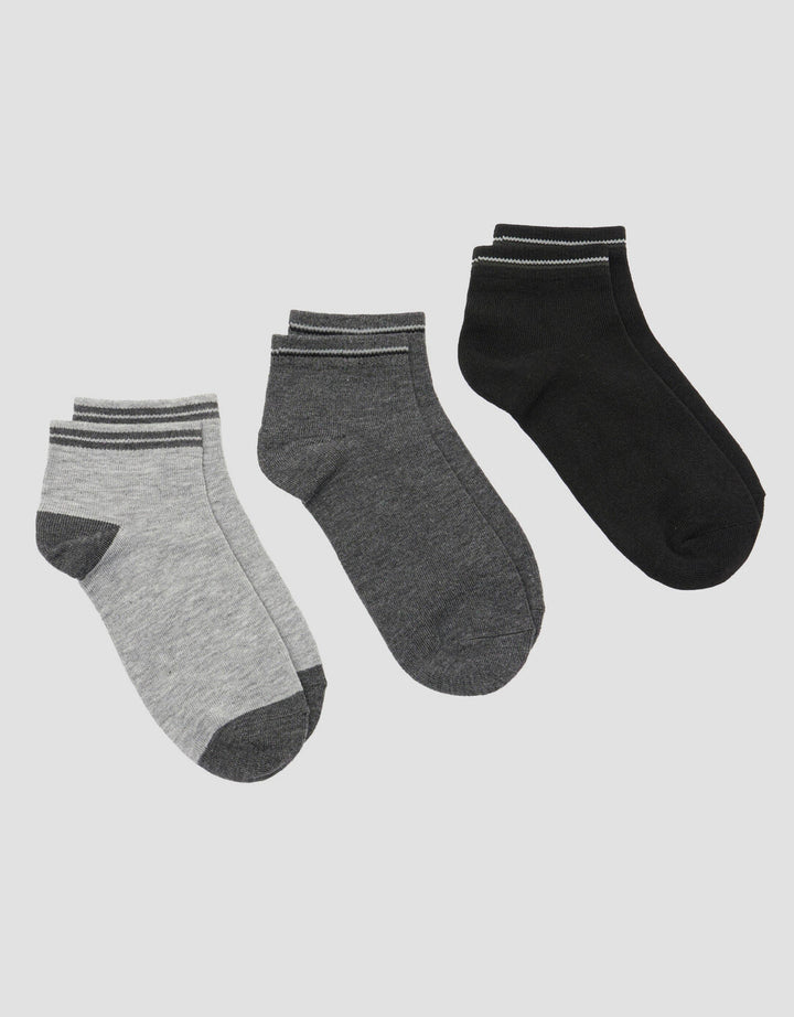 Cole 3Pk Ankle Casual Stripe Line At Elastic Kaos Kaki Pria