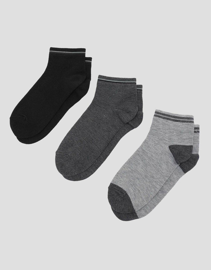 Cole 3Pk Ankle Casual Stripe Line At Elastic Kaos Kaki Pria