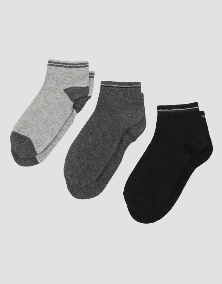 Cole 3Pk Ankle Casual Stripe Line At Elastic Kaos Kaki Pria