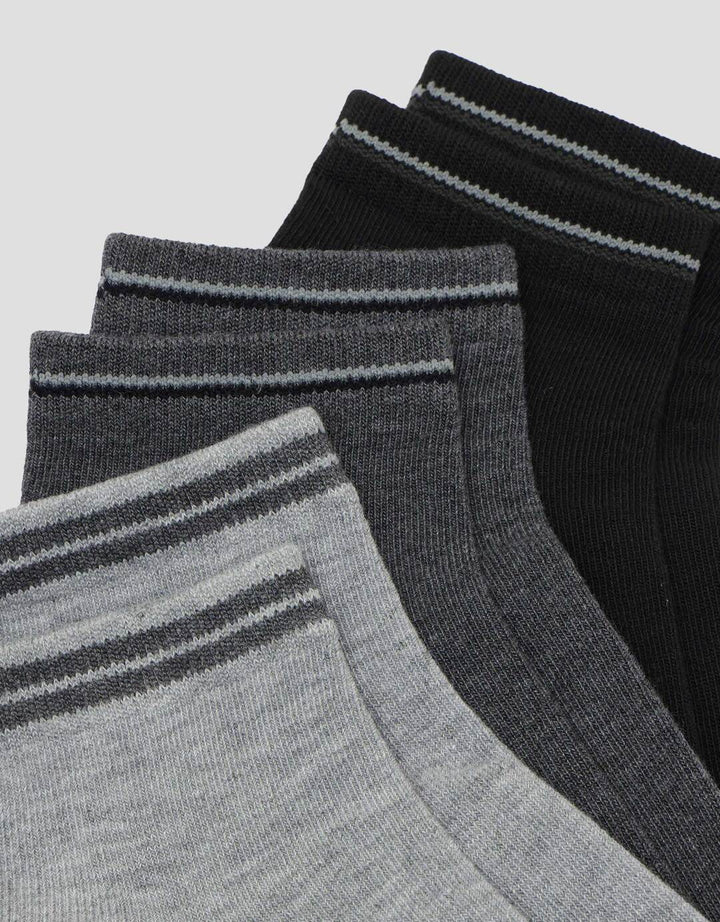Cole 3Pk Ankle Casual Stripe Line At Elastic Kaos Kaki Pria