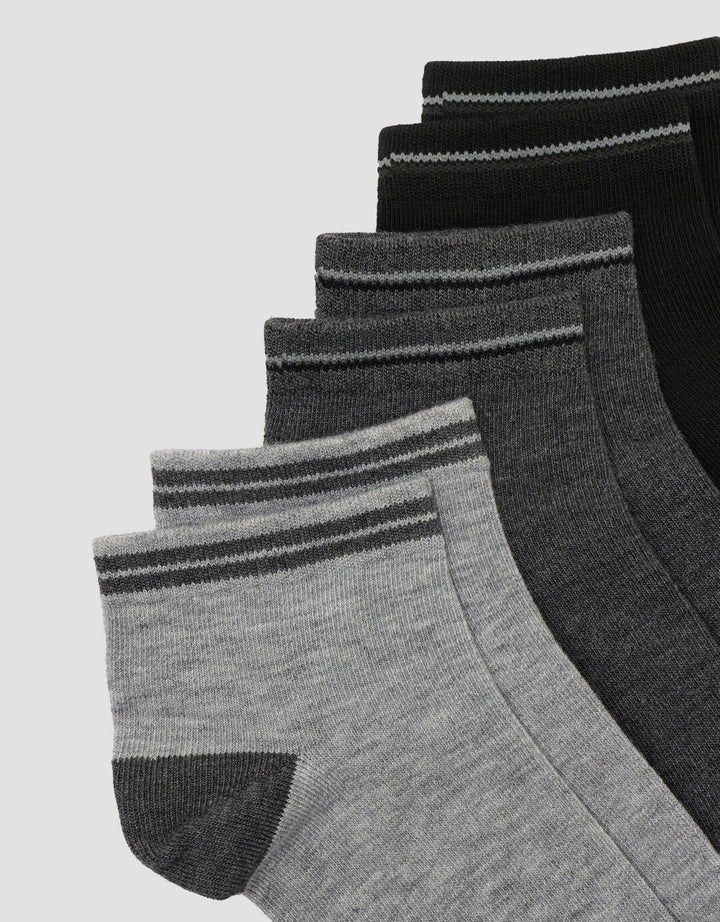 Cole 3Pk Ankle Casual Stripe Line At Elastic Kaos Kaki Pria