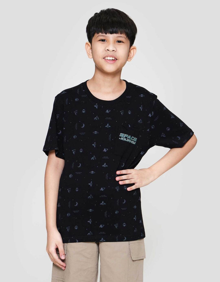 Nevada Full Print Space Contrast Sleeves With Pocket Kaos Anak Laki-laki
