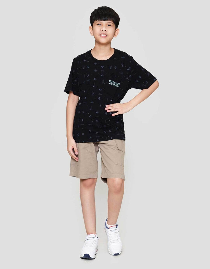 Nevada Full Print Space Contrast Sleeves With Pocket Kaos Anak Laki-laki