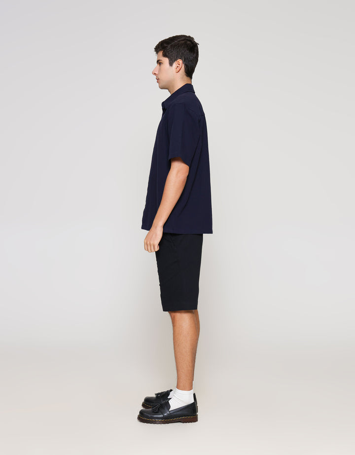 ZES Reguler Linen Look Casual Kemeja Lengan Pendek Pria KMD212