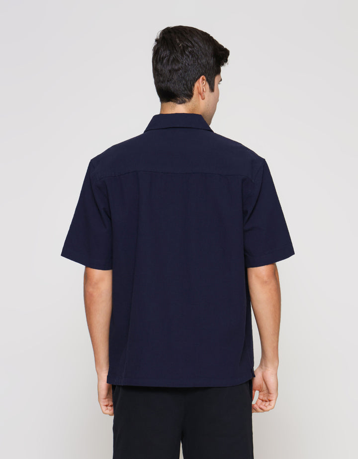 ZES Reguler Linen Look Casual Kemeja Lengan Pendek Pria KMD212