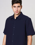 ZES Reguler Linen Look Casual Kemeja Lengan Pendek Pria KMD212