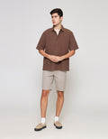 ZES Reguler Linen Look Casual Kemeja Lengan Pendek Pria KMD212