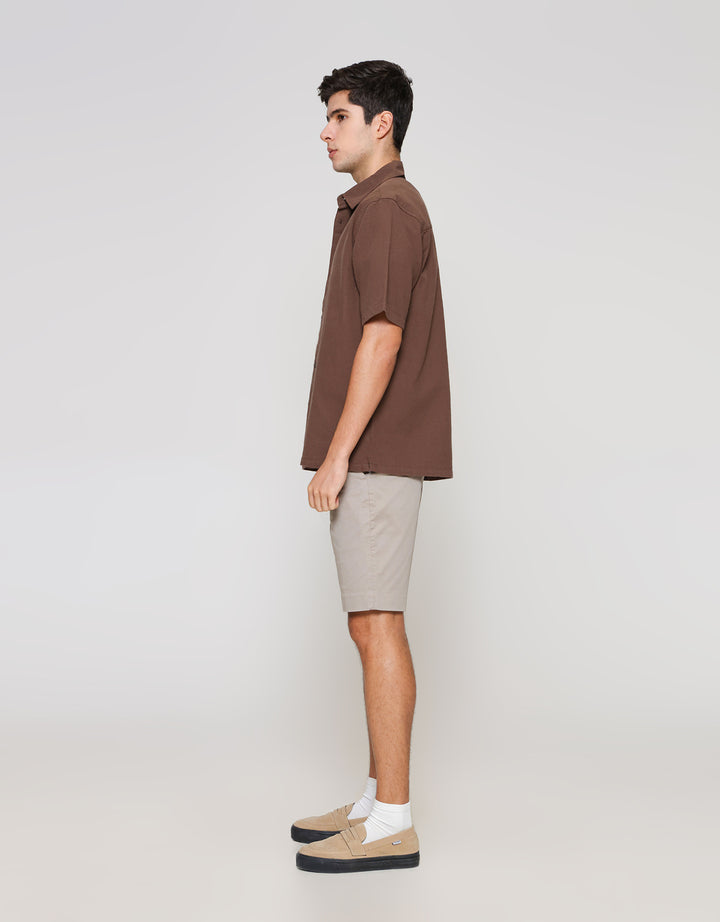 ZES Reguler Linen Look Casual Kemeja Lengan Pendek Pria KMD212
