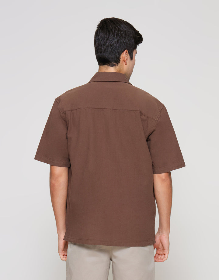ZES Reguler Linen Look Casual Kemeja Lengan Pendek Pria KMD212