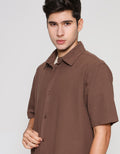 ZES Reguler Linen Look Casual Kemeja Lengan Pendek Pria KMD212