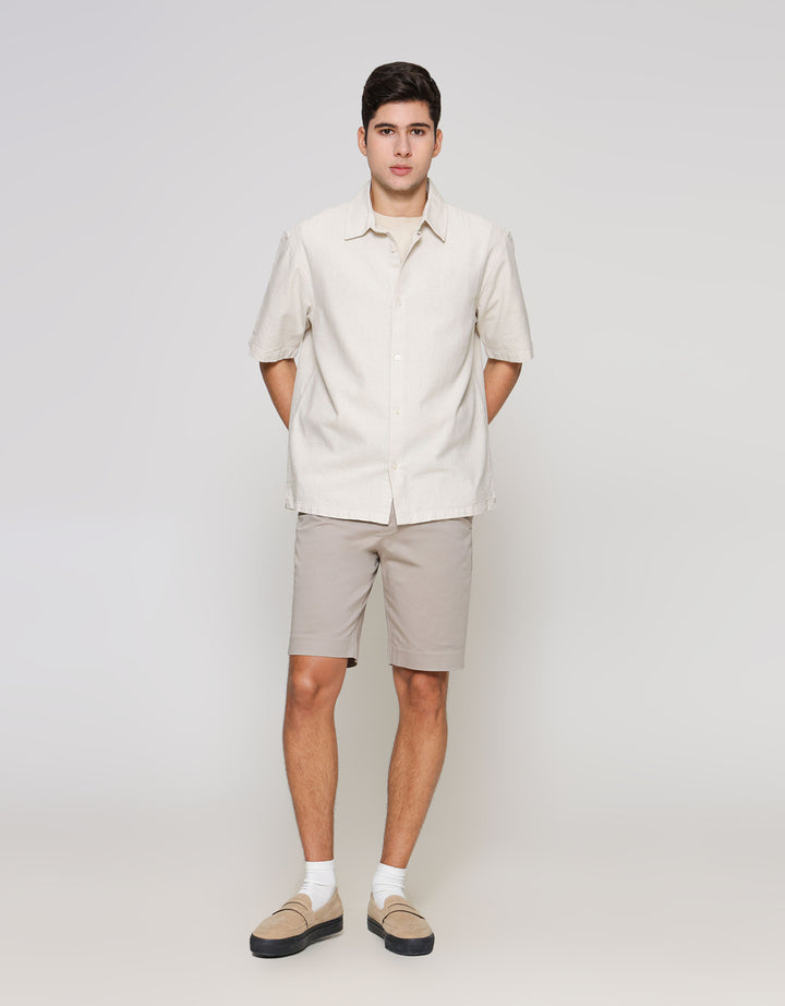ZES Reguler Linen Look Casual Kemeja Lengan Pendek Pria KMD212