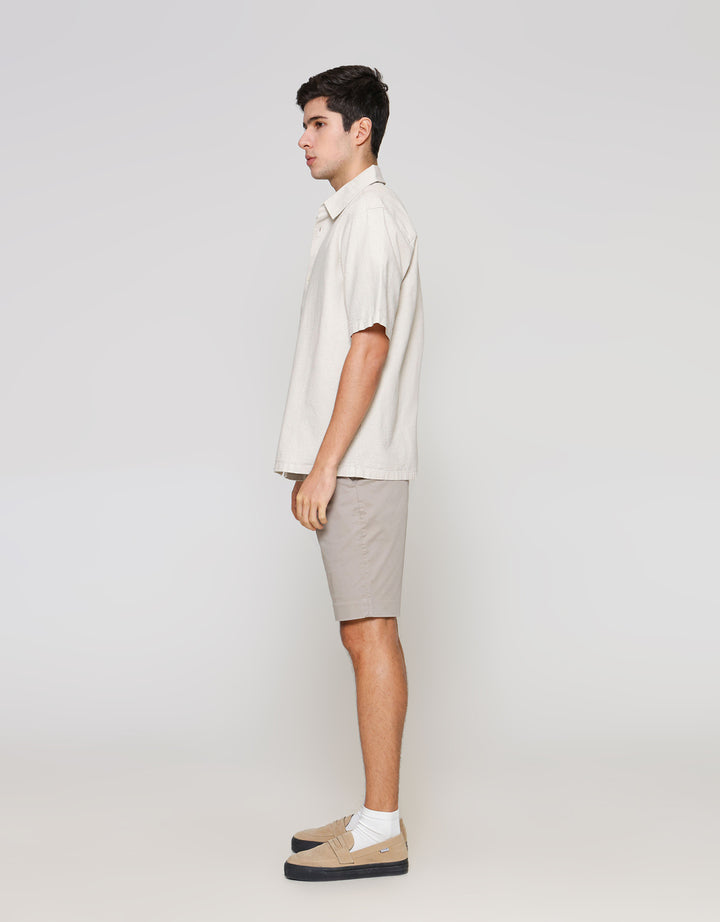 ZES Reguler Linen Look Casual Kemeja Lengan Pendek Pria KMD212