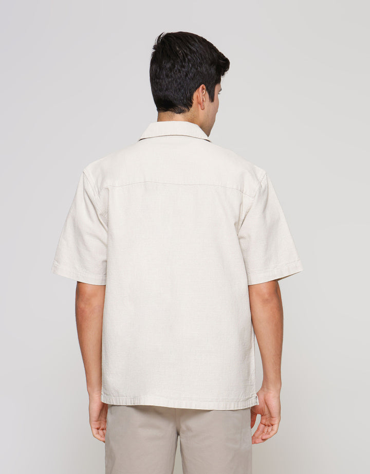 ZES Reguler Linen Look Casual Kemeja Lengan Pendek Pria KMD212