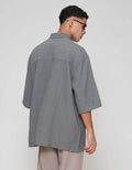 ZES Textured Kemeja Oversized Pria KMD211