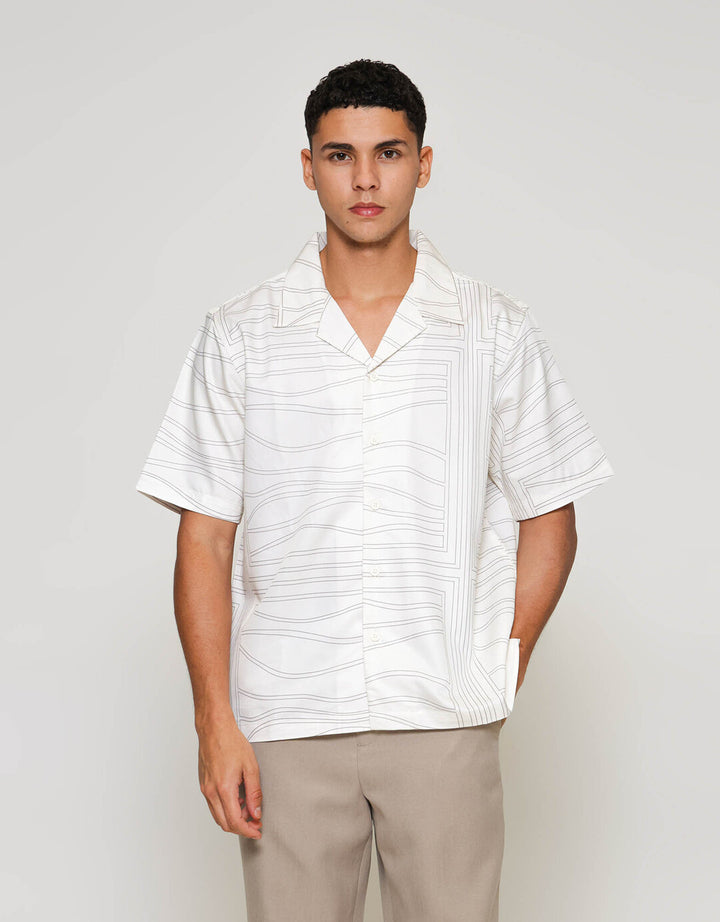 ZES Casual Print Kemeja Pria KMD201
