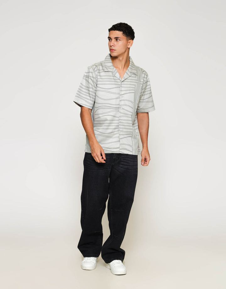 ZES Casual Print Kemeja Pria KMD201