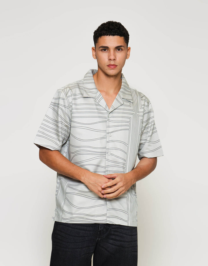 ZES Casual Print Kemeja Pria KMD201