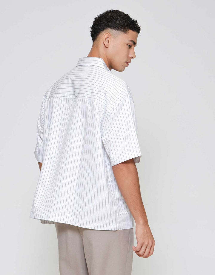 ZES Casual Stripes Printed With Graphic Print Kemeja Pria KMD203