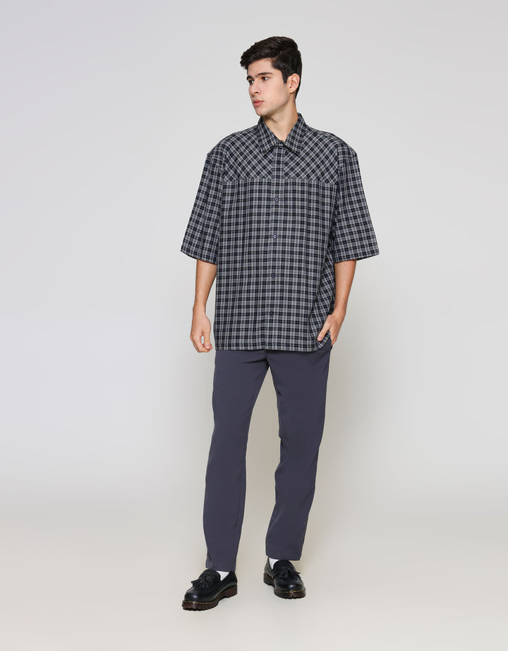 ZES Casual Check Kemeja Lengan Pendek Pria KMD214