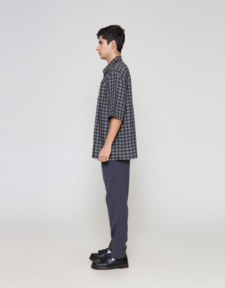 ZES Casual Check Kemeja Lengan Pendek Pria KMD214