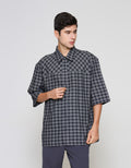 ZES Casual Check Kemeja Lengan Pendek Pria KMD214